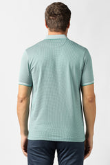 Men's Green Casual Textured Regular Fit Half Sleeves Tshirt