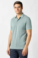 Men's Green Casual Textured Regular Fit Half Sleeves Tshirt