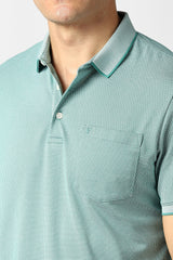 Men's Green Casual Textured Regular Fit Half Sleeves Tshirt