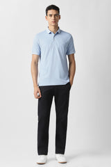 Men's Blue Casual Textured Regular Fit Half Sleeves Tshirt
