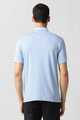 Men's Blue Casual Textured Regular Fit Half Sleeves Tshirt