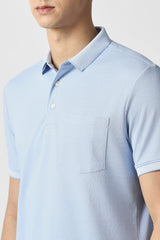 Men's Blue Casual Textured Regular Fit Half Sleeves Tshirt