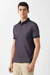 Men's Purple Casual Printed Regular Fit Half Sleeves Tshirt