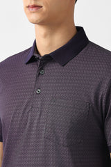 Men's Purple Casual Printed Regular Fit Half Sleeves Tshirt