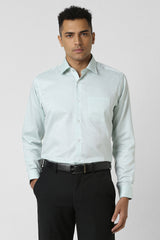 Men's Green Formal Textured Regular Fit Full Sleeves Shirt