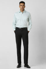 Men's Green Formal Textured Regular Fit Full Sleeves Shirt