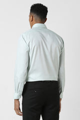 Men's Green Formal Textured Regular Fit Full Sleeves Shirt
