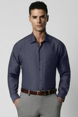 Men's Blue Formal Textured Regular Fit Full Sleeves Shirt