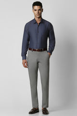Men's Blue Formal Textured Regular Fit Full Sleeves Shirt