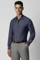 Men's Blue Formal Textured Regular Fit Full Sleeves Shirt