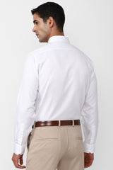 Men's White Formal Textured Regular Fit Full Sleeves Shirt