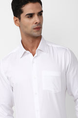 Men's White Formal Textured Regular Fit Full Sleeves Shirt