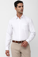 Men's White Formal Textured Regular Fit Full Sleeves Shirt