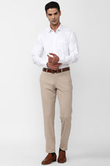 Men's White Formal Textured Regular Fit Full Sleeves Shirt