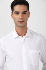 Men's White Formal Solid  Regular Fit Full Sleeves Shirt