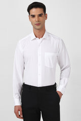 Men's White Formal Solid  Regular Fit Full Sleeves Shirt