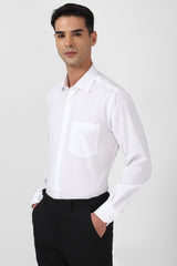 Men's White Formal Solid  Regular Fit Full Sleeves Shirt