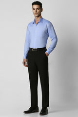 Men's Blue Formal Textured Regular Fit Full Sleeves Shirt