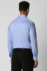Men's Blue Formal Textured Regular Fit Full Sleeves Shirt