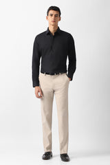 Men's Black Formal Textured Slim Fit Full Sleeves Shirt