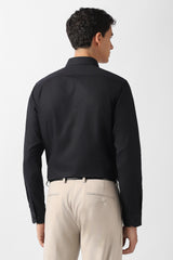 Men's Black Formal Textured Slim Fit Full Sleeves Shirt