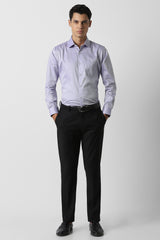 Men's Purple Formal Textured Regular Fit Full Sleeves Shirt