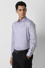 Men's Purple Formal Textured Regular Fit Full Sleeves Shirt
