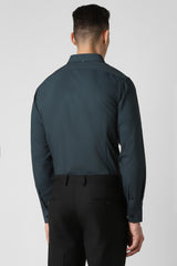 Men's Blue Work Slim Fit Solid Full Sleeves Shirt