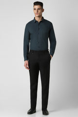 Men's Blue Work Slim Fit Solid Full Sleeves Shirt
