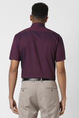 Men's Purple Formal Textured Regular Fit Half Sleeves Shirt