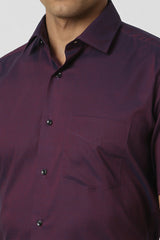 Men's Purple Formal Textured Regular Fit Half Sleeves Shirt
