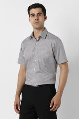 Men's White Formal Checkerd Regular Fit Half Sleeves Shirt