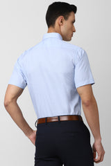 Men's Blue Formal Solid Regular Fit Half Sleeves Shirt
