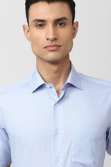 Men's Blue Formal Solid Regular Fit Half Sleeves Shirt