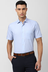 Men's Blue Formal Solid Regular Fit Half Sleeves Shirt