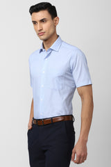 Men's Blue Formal Solid Regular Fit Half Sleeves Shirt