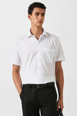 Men's White Formal Solid Regular Fit Half Sleeves Shirt