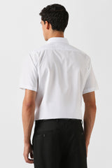 Men's White Formal Solid Regular Fit Half Sleeves Shirt