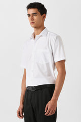 Men's White Formal Solid Regular Fit Half Sleeves Shirt