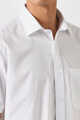 Men's White Formal Solid Regular Fit Half Sleeves Shirt