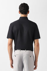 Men's Black Formal Textured Regular Fit Half Sleeves Shirt