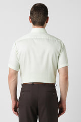 Men's Olive Formal Textured Regular Fit Half Sleeves Shirt
