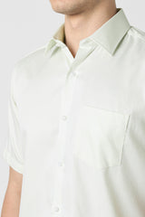 Men's Olive Formal Textured Regular Fit Half Sleeves Shirt