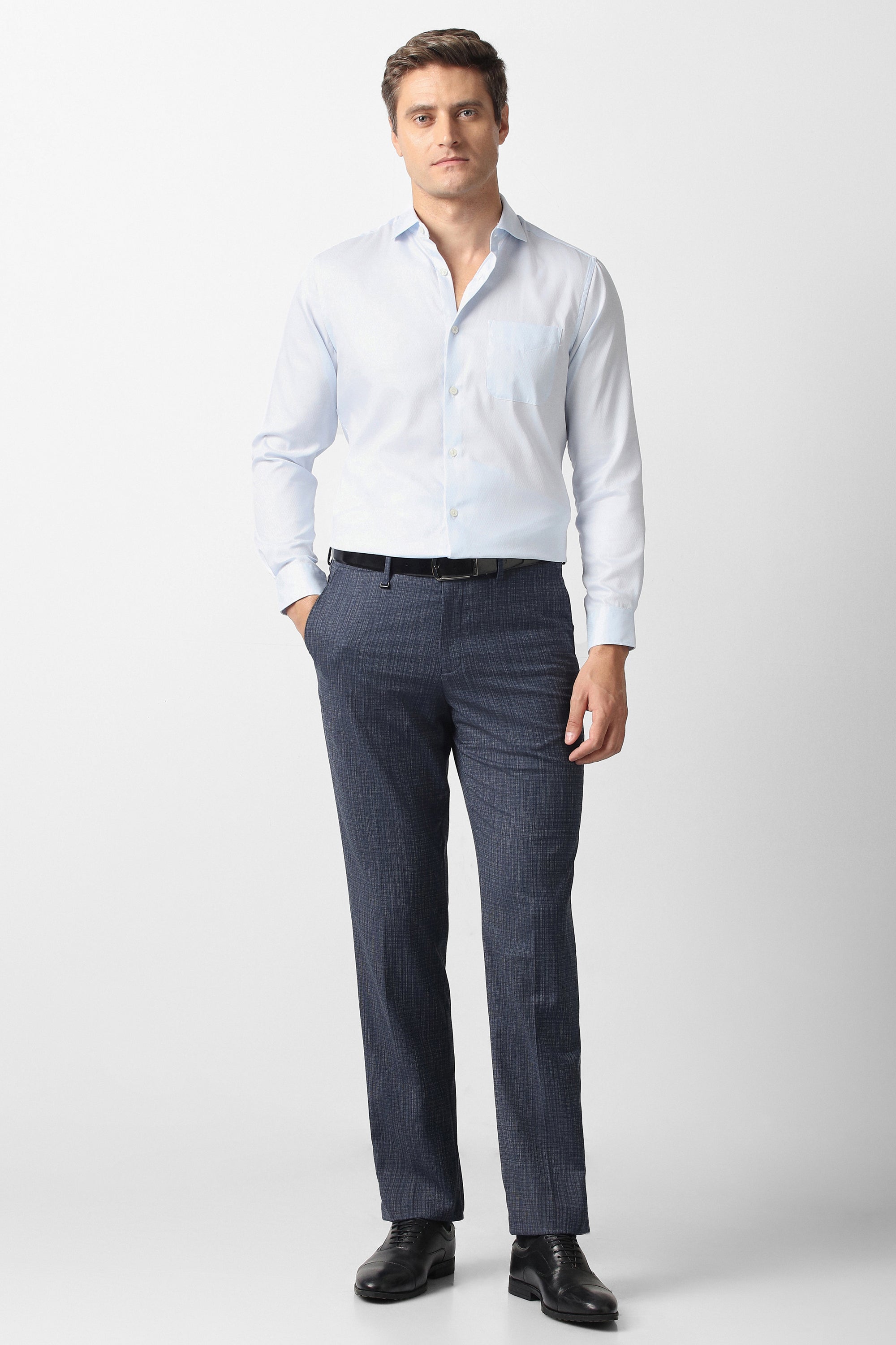 Men's Blue Regular Fit Trouser