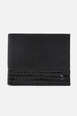 Men's Black Textured Bi-Fold Leather Wallet
