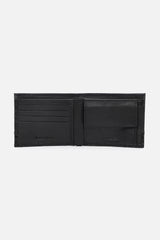 Men's Black Textured Bi-Fold Leather Wallet