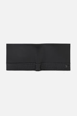 Men's Black Textured Bi-Fold Leather Wallet