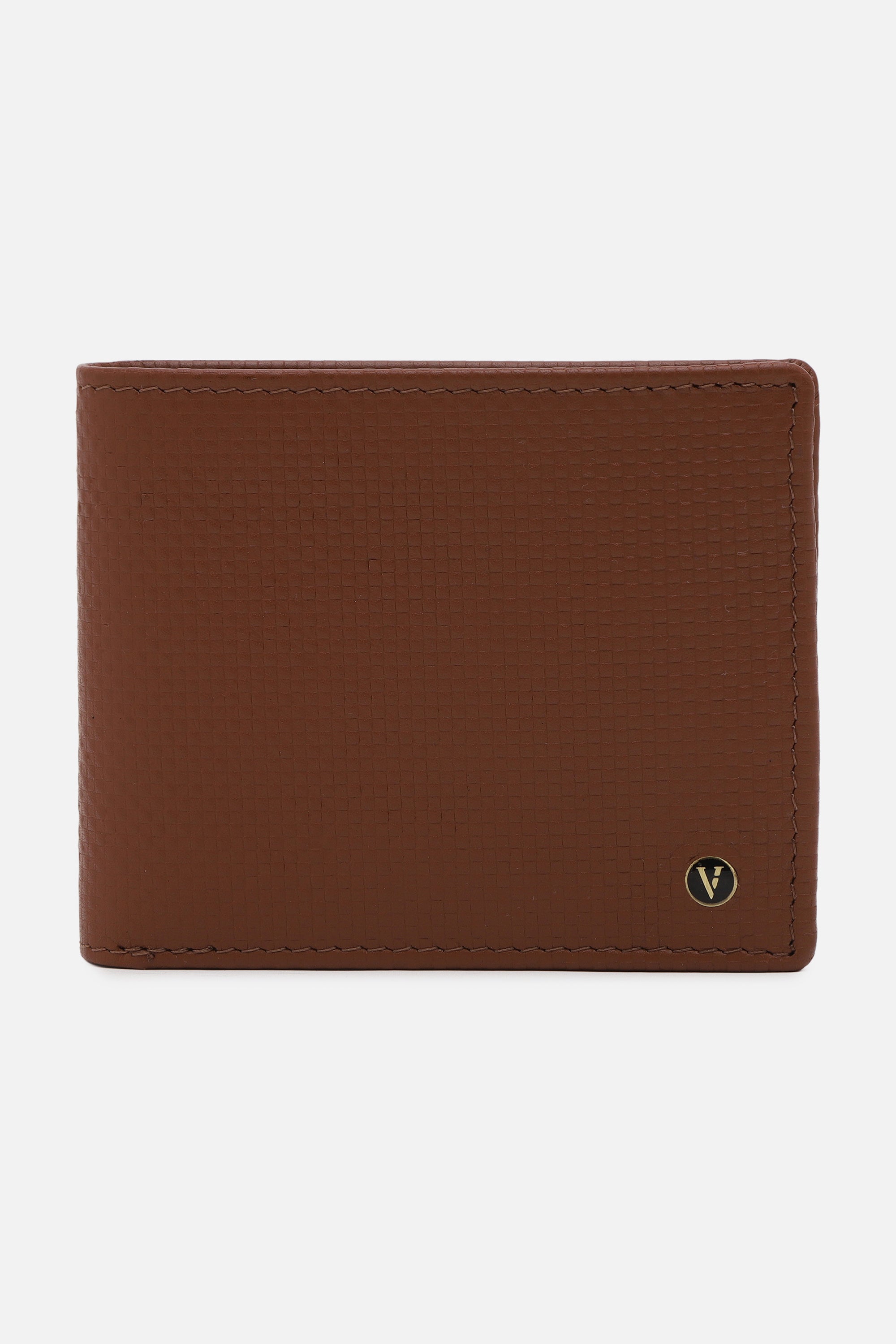 Men's Tan Textured Bi-Fold Leather Wallet