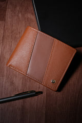 Men's Tan Textured Bi-Fold Leather Wallet