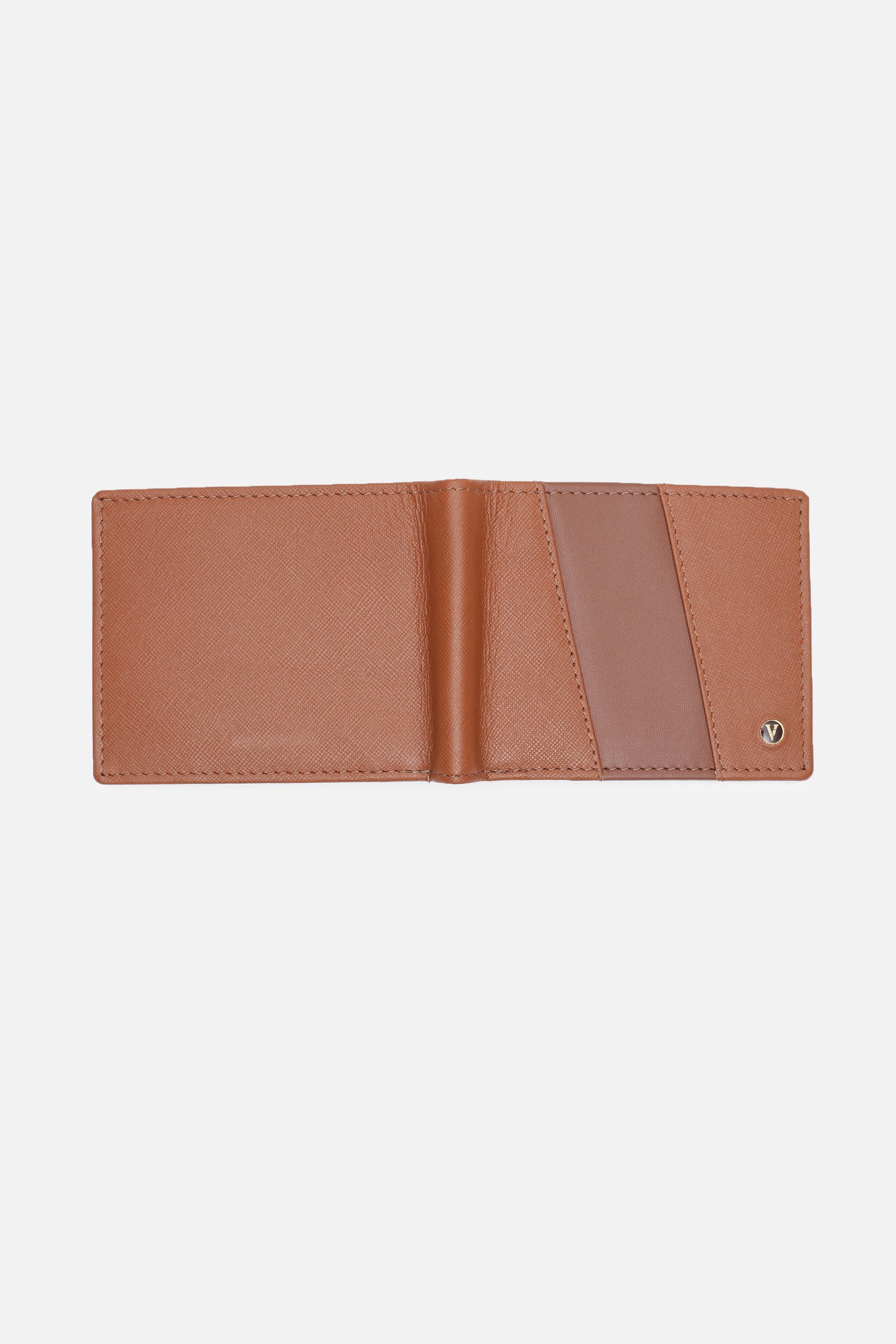 Men's Tan Textured Bi-Fold Leather Wallet